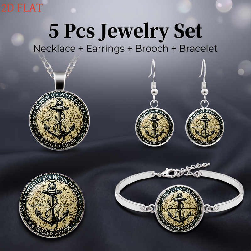 Nautical-Themed Women's Jewelry Set with Anchor Design